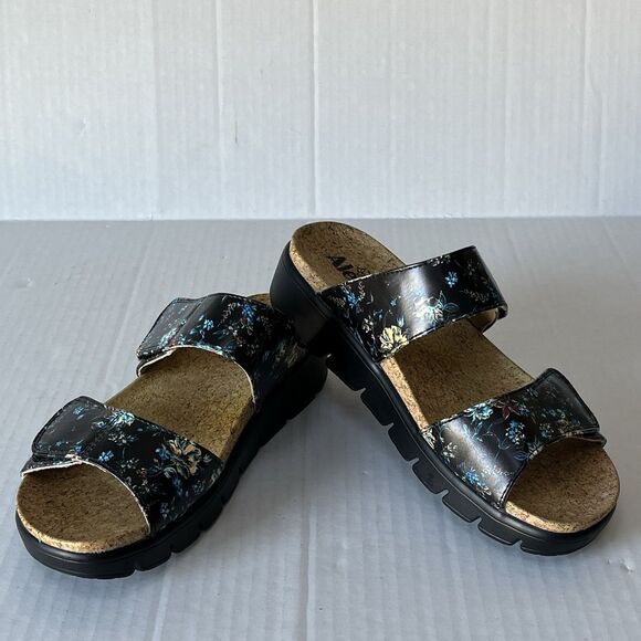 ALEGRIA RUBIE SANDALS VEGAN LEATHER DOUBLE ADJUSTABLE STRAPS SLIDES EU 39 US 9 - Picture 2 of 15